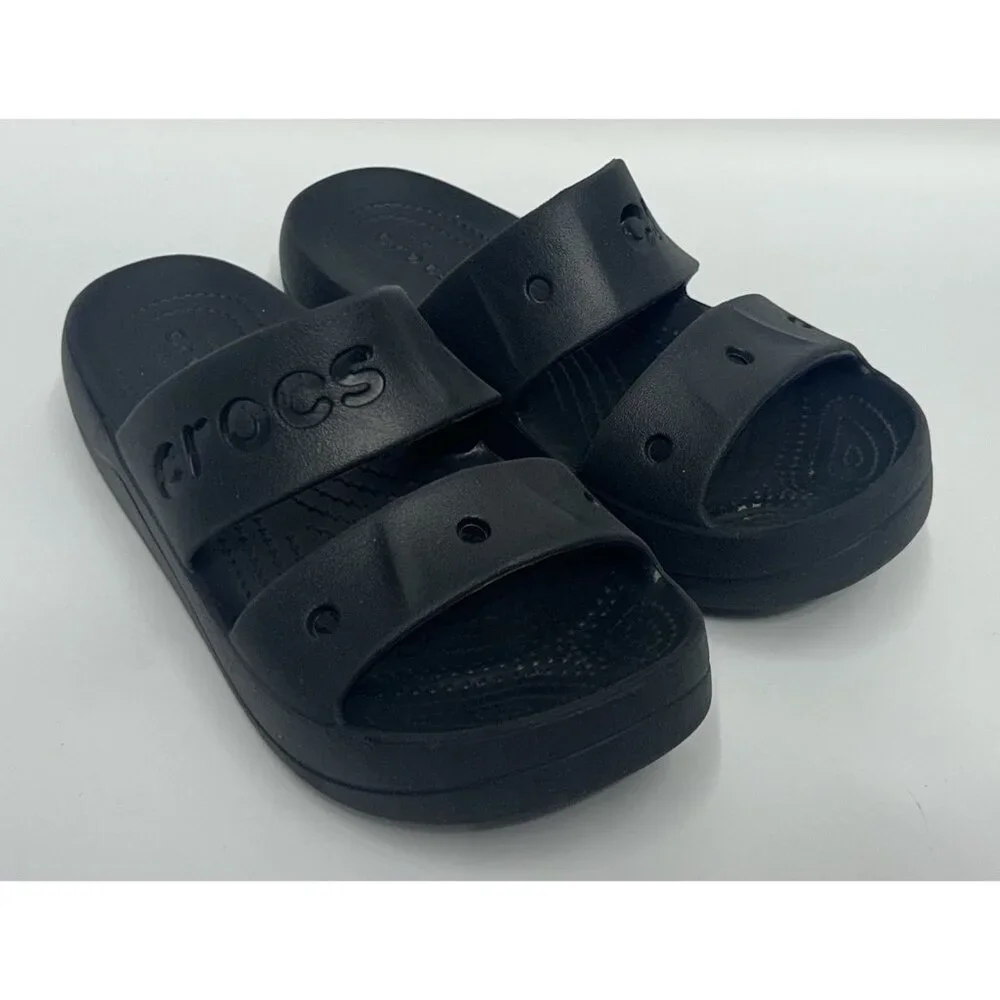 Crocs Baya Platform Double Strap Sandals Women's Size 6 Black Comfort Slip On